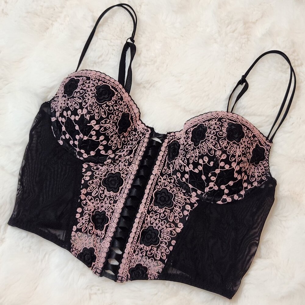 Embroidered Floral Bustier Top